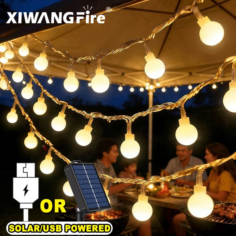 Lighting Decor Home - 3-10M Solar/USB/Battery String Lights, Fairy Globe