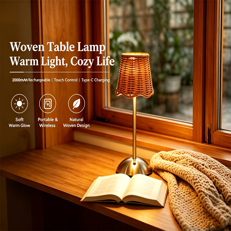 Lighting Decor Home - Bohemian Woven Rattan Art Table Lamp