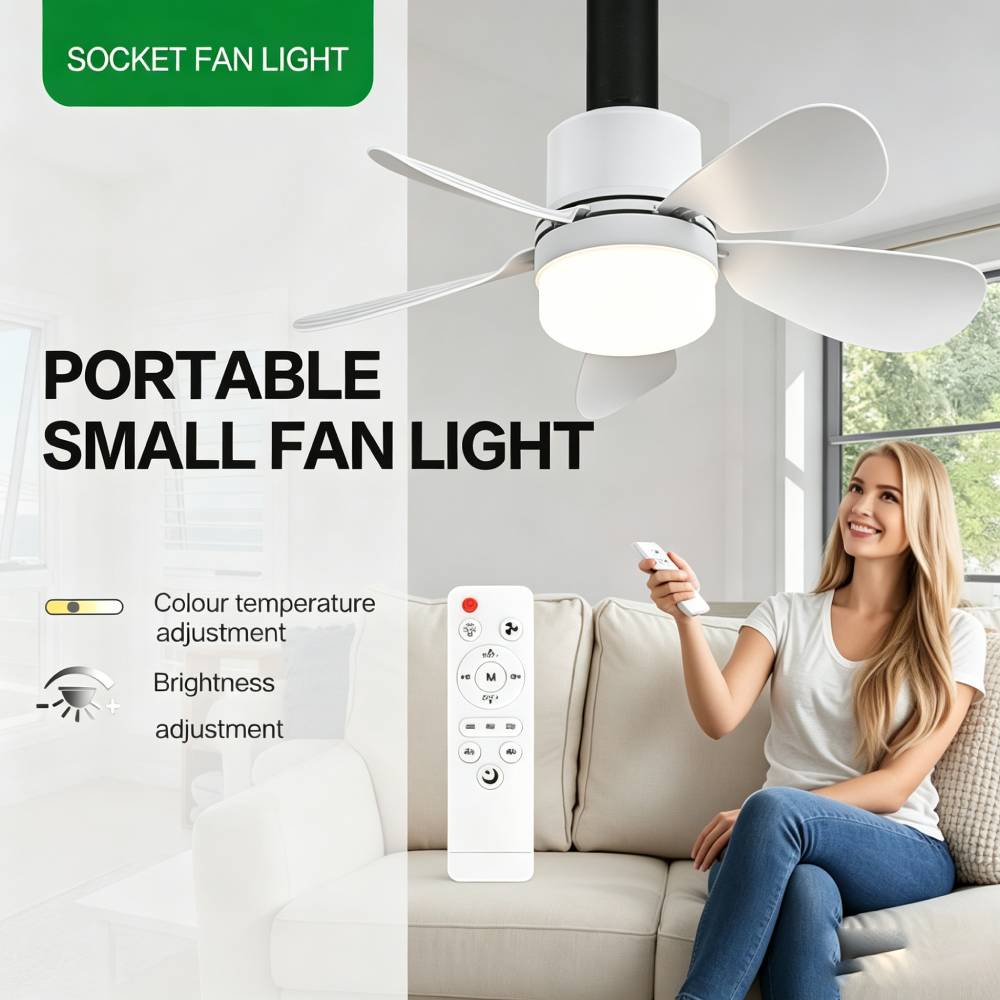Lighting Decor Room - Socket Fan Light with Remote, Small