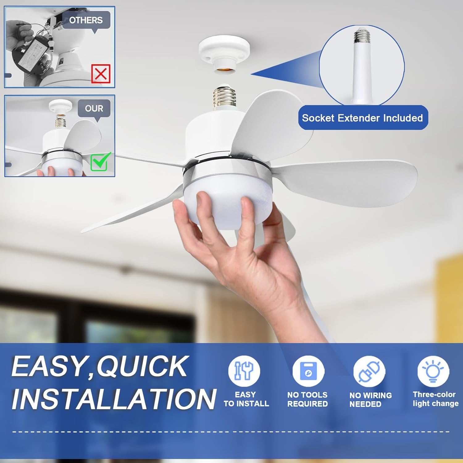 Socket Fan Light with Remote,  - đánh giá và giá Lighting Decor Room