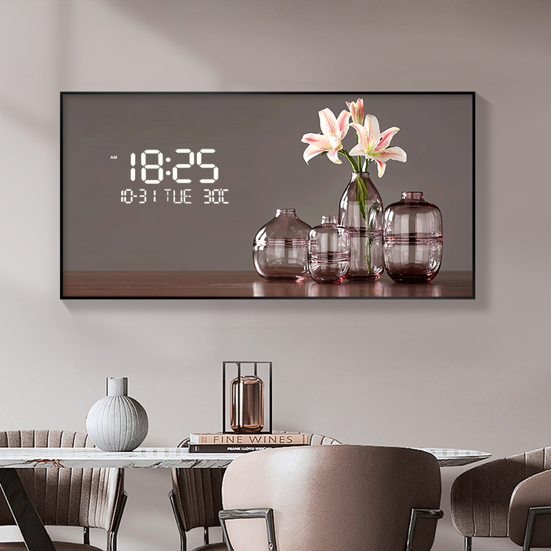 Large Size Flower Pattern Digi - đánh giá và giá Lighting Home Decor Wall Clocks