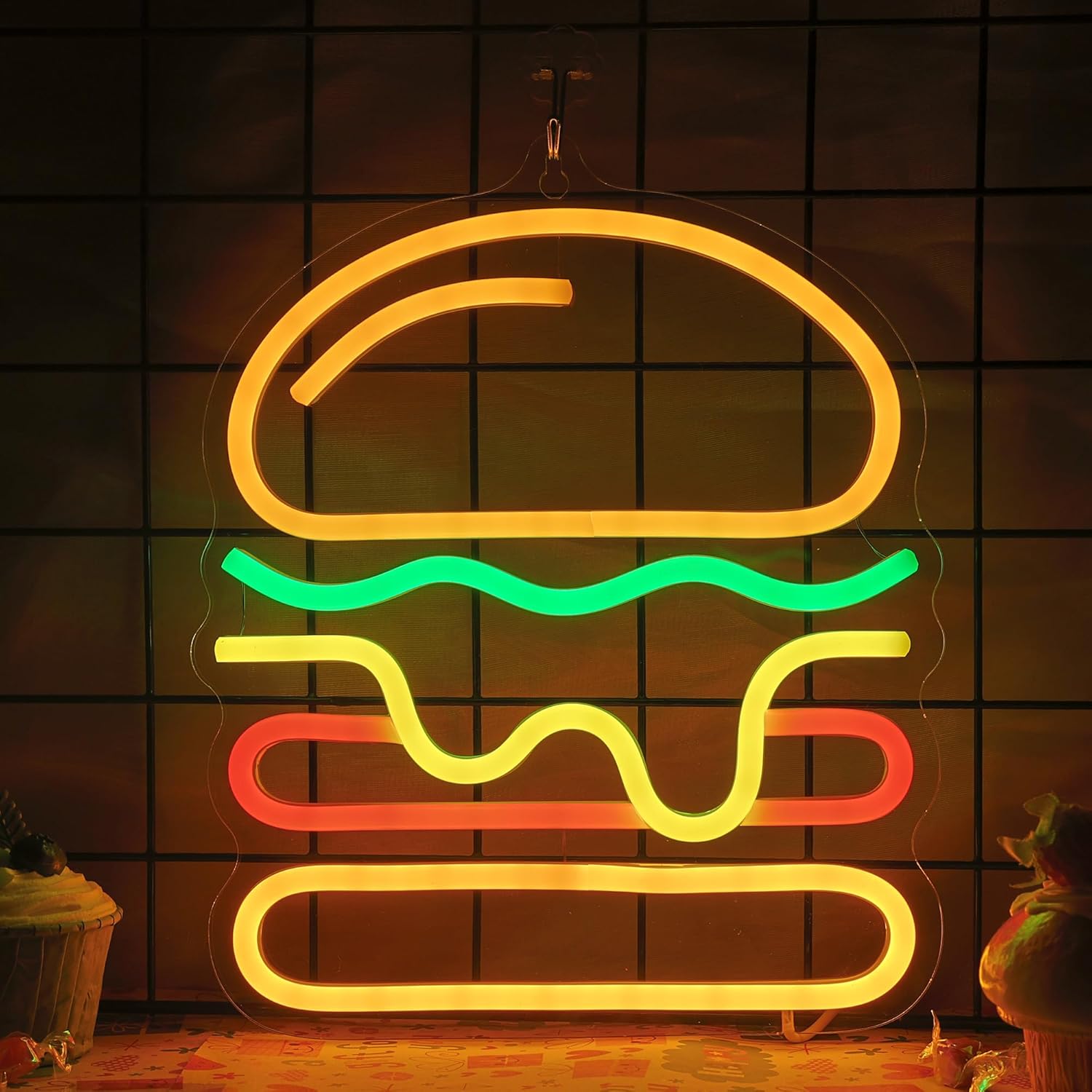 Burger Neon Sign with Layered  - đánh giá và giá Lighting Home Decor Ideas