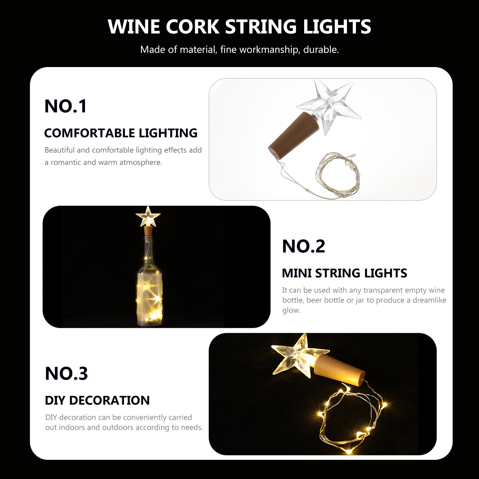 2Pcs LED Cork Rope Lamp Set Co - đánh giá và giá Decor Lighting Cork