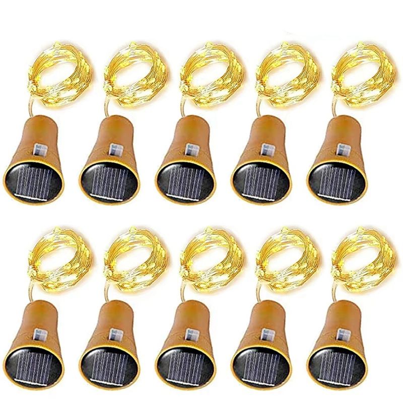 AT02-Set Of 10 Solar LED Fairy - đánh giá và giá Decor Lighting Cork